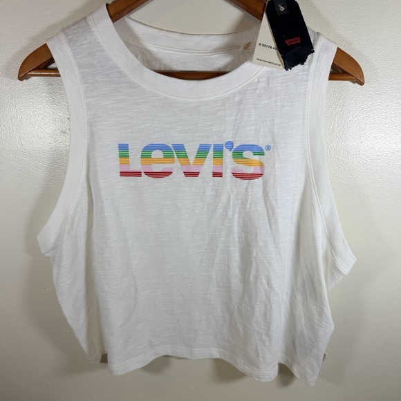 Levi's Tops - Levi's Tank - Womens Graphic Crop Tank Top Colorful Sporty Lounge Large